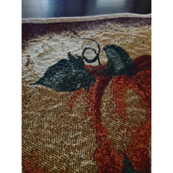 Vintage Tapestry Embroidered Halloween Fall Pumpkin table runner. 70" x 12" - Picture 8 of 10